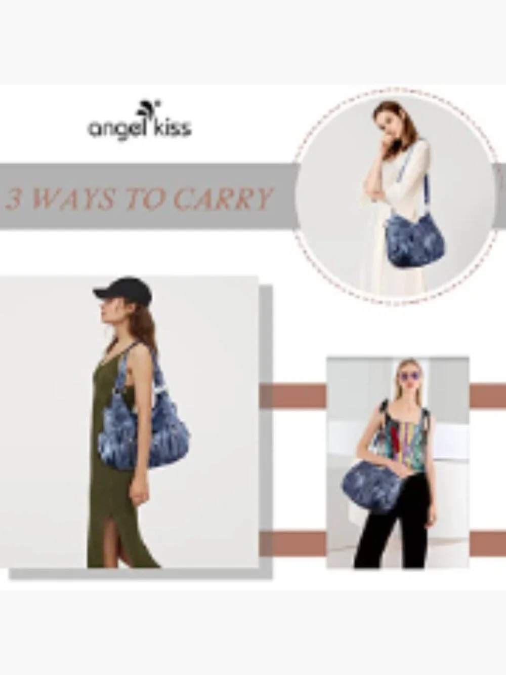 Washed Faux Leather Hobo Satchel Crossbody Handbag Tote Purse Women